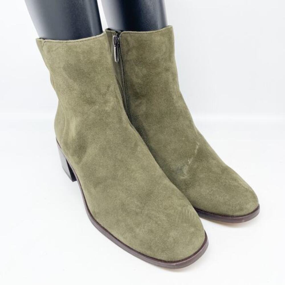 Vince Camuto Women's Jerlindi Green Suede Zip Up Booties Olive Green Size 9.5 M